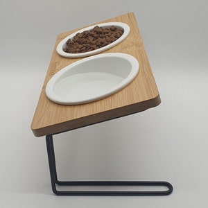 Feeding station, food bar for cats, customizable 2x raised feeding bowls with angles for better drinking/eating image 6