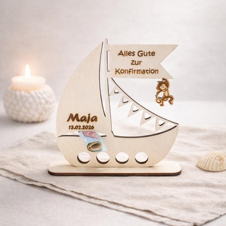 personalisiertes Geldgeschenk Konfirmation Holz Geschenk
