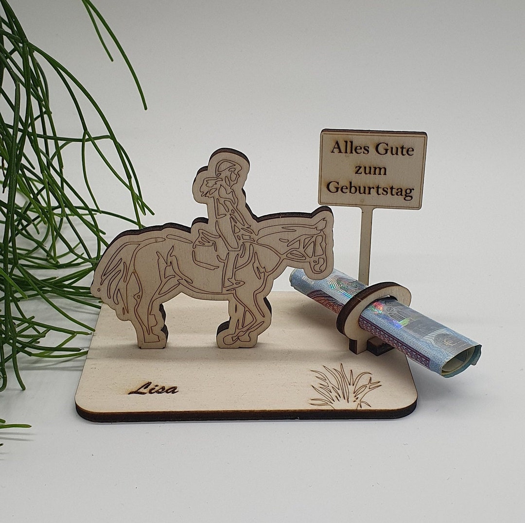Money Gift Horse With Sign, to Give Away, Birthdays, Rider, Horse Lover