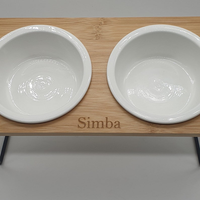 Feeding station, food bar for cats, customizable 2x raised feeding bowls with angles for better drinking/eating image 8