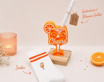 Aperitif gift for women | Gift with socks | Gift voucher | Birthday gift for women | Flower holder | Girls' night out gift
