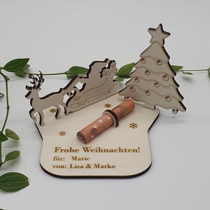 Geldgeschenk für Weihnachten personalisiert | aus Holz mit individueller Gravur | zum verschenken an Weihnachten