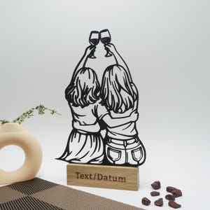 Beste Freundin Geschenk mit individueller Gravur auf Eichenholz