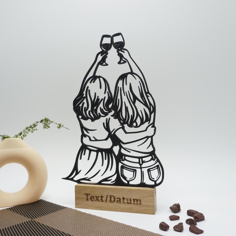 Beste Freundin Geschenk mit individueller Gravur auf Eichenholz