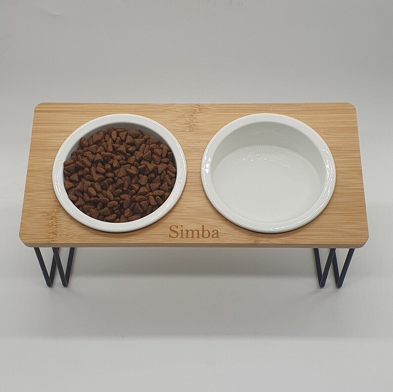 Feeding station, food bar for cats, customizable 2x raised feeding bowls with angles for better drinking/eating image 5