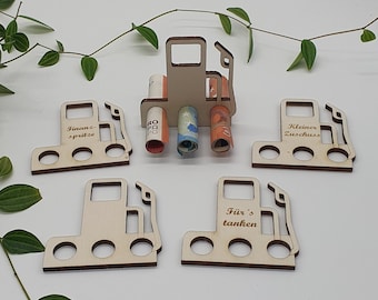 Brandstofbon | Cadeau in contanten | Houten cadeau voor elke gelegenheid | Brandstofbon | Verjaardagscadeau