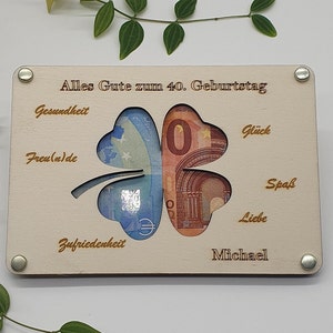 Money gift shamrock to give away for every occasion Customizable made of wood | gift idea