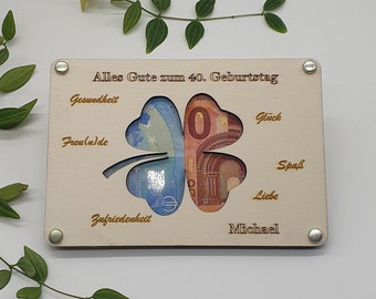 Money gift shamrock to give away for every occasion Customizable made of wood | gift idea