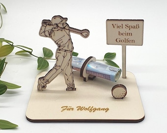 Money gift featuring a golfer | Bill holder | Personalized | Gift idea | Golf | Birthday | Gift idea