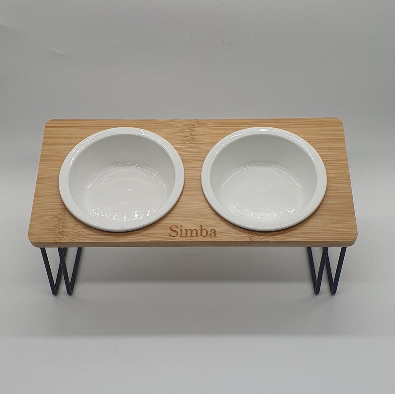 Feeding station, food bar for cats, customizable 2x raised feeding bowls with angles for better drinking/eating image 7