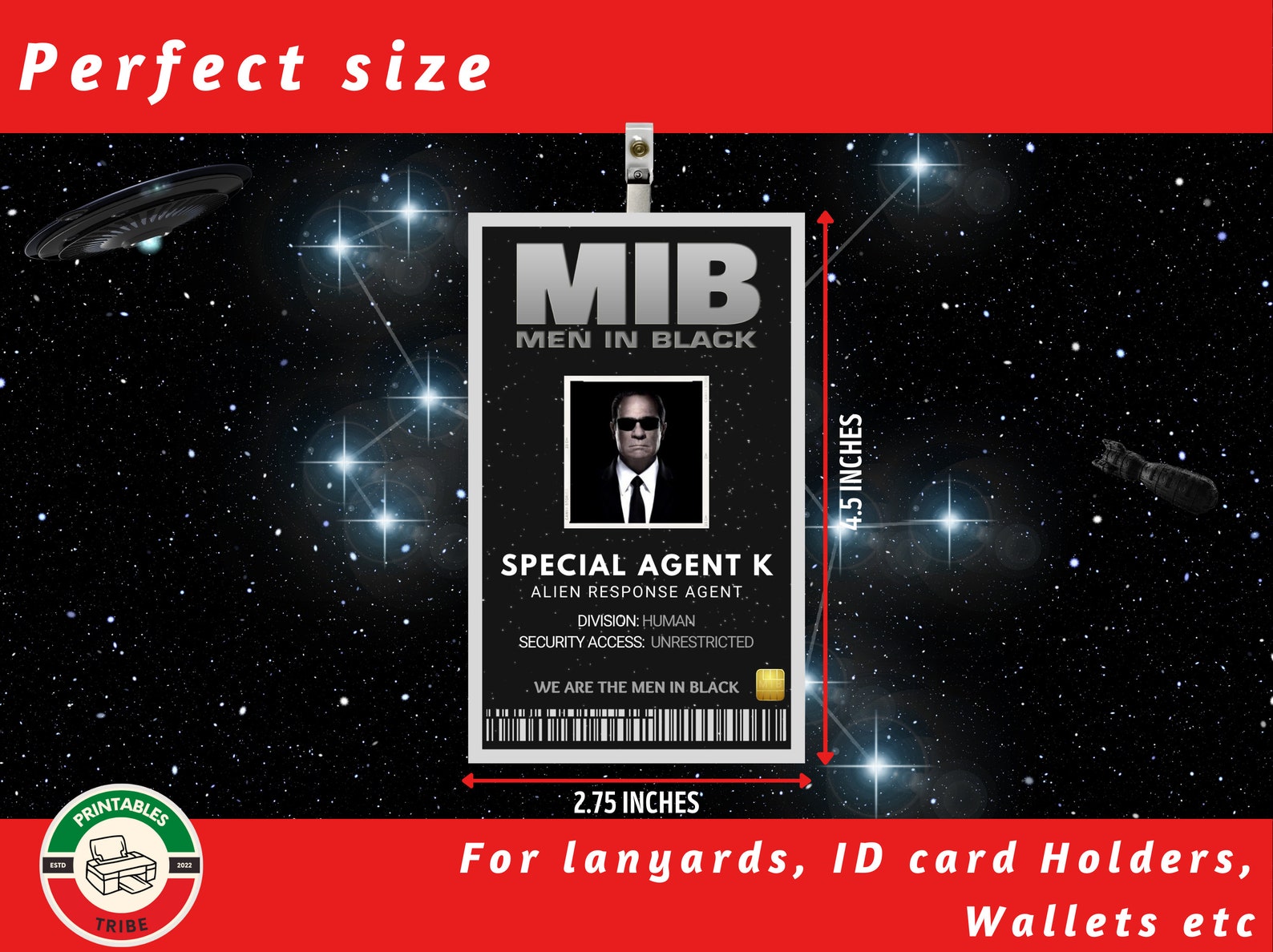 Printable Men in Black ID Badges MIB Agent ID Badge Office Etsy