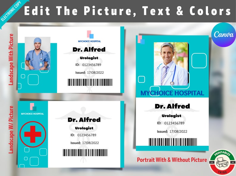 Doctor Nurse ID Badge V3, Medical Party, Pretend Play, Editable