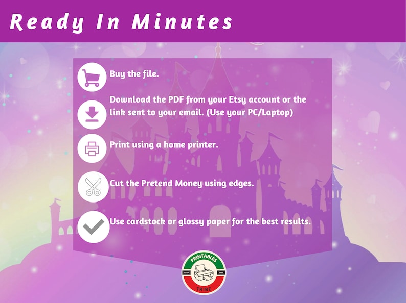 Princess Printable Play Money Kids Play Money Pretend Play Printable