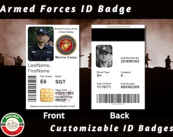 Printable Marine Corps Prop ID Badge | Armed Forces Cosplay ID Card | Pretend Play Costume Accessory