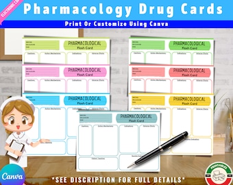 Pharmacology Drug Card Template | Nursing School Notes (Canva & PDF)