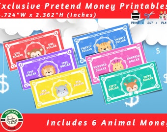 Animal Play Money | Pretend Bills for Kids (PDF/PNG)