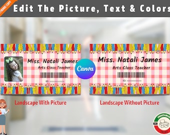 Teacher ID Badge, Editable Teacher ID, Pretend Play, School Activities, Halloween Costume, School ID, Customizable & Printable