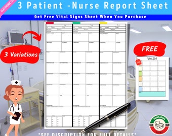 3 Patient Nurse Report Sheet | ICU, Med Surg (PDF)