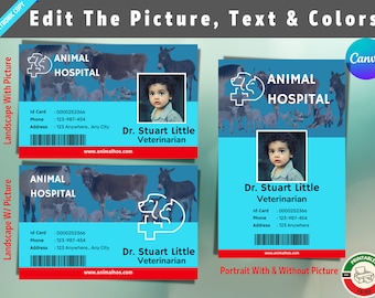 Veterinarian ID Badge Template | Pretend Play Costume (Canva Editable)