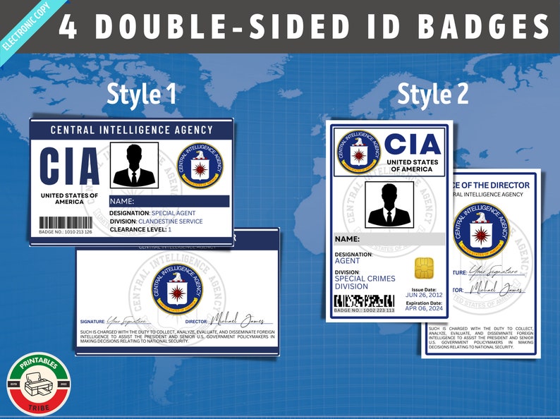 Printable Novelty CIA ID Badges National Security Agency Cia Etsy Printable Novelty CIA ID Badges National Security Agency Cia Etsy