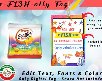 O Fish Ally Valentines Gift Tag | Customizable School Favor (Digital Download)