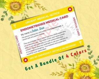 Endometriosis Medical Alert Card Template – Emergency Contact, Printable (PDF)