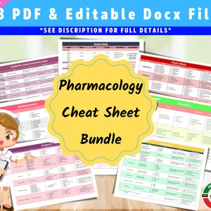 Pharmacology Cheat Sheet Bundle |  Nursing School Notes | Pharmacology Notes- 8 in 1 Study Guide |  Printable Medication Guide - PDF & DOCX