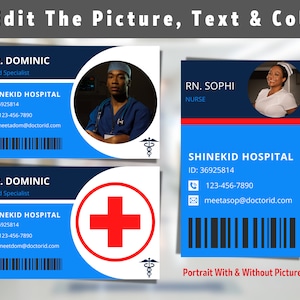 Doktor Krankenschwester Ausweis, Arzthelferin Ausweis für Familie, Arzt, Krankenschwester, Halloween Kostüm, Krankenschwester Ausweis - Canva Template - V4