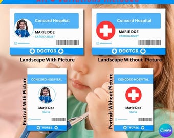 Editable Doctor Nurse ID Badge | Pretend Play Printable (Canva Template)