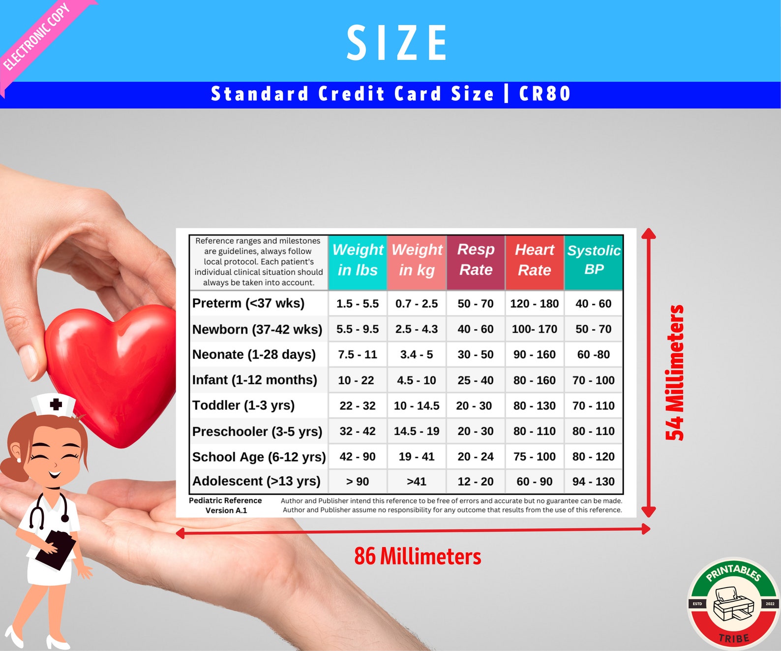 Pediatric Vital Signs & Milestones Badge Card | Nurse Student (PDF, PNG ...