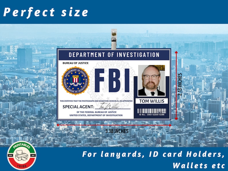 Customizable FBI Agent Id Badge Template Supernatural FBI ID Badge ...