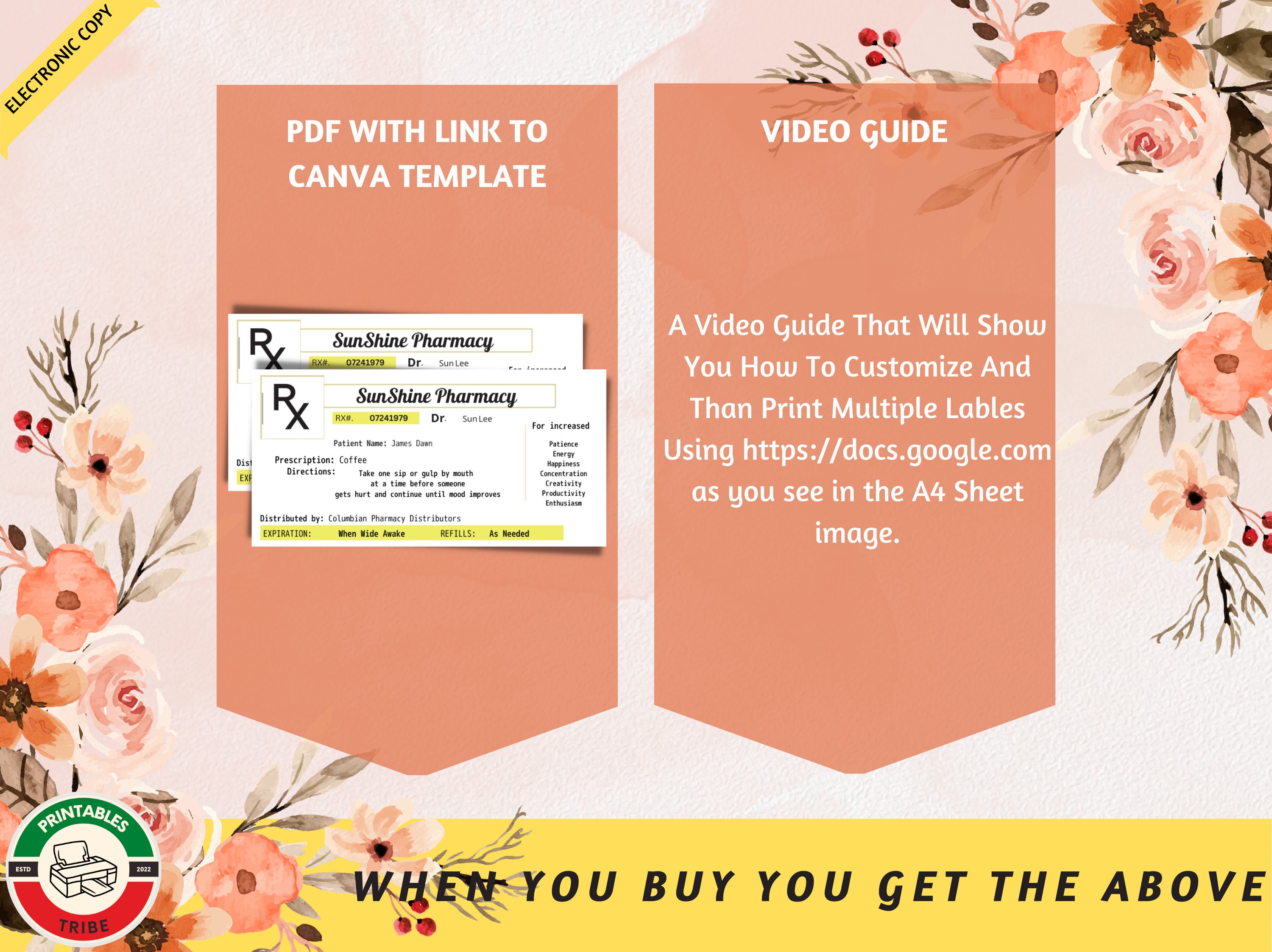 PRINTABLE RX Pill Bottle Labels 3in X 1.5in | Prescription Label ...