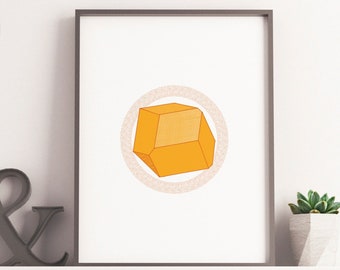Garnet Poster, Spessartine Garnet Poster, Spessartite Garnet Poster, Crystal Poster, Contemporary Art Poster, Boho Poster