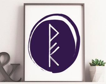Key of Joy Rune Glyph Poster, Key of Happiness Rune Glyph Poster, Boho Poster