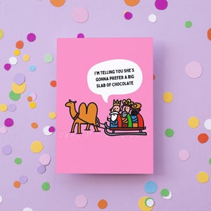 Funny Cartoon Illustration Three Wise Men Three Kings Nativity Play themed Christmas Card for him for her for them for friends for humour