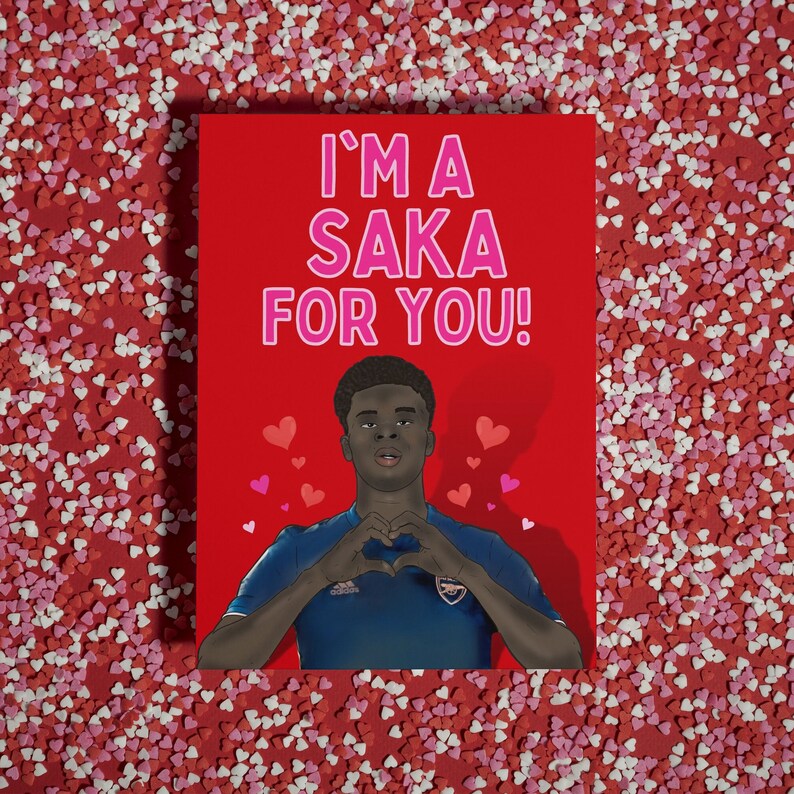 Bakayo Saka Arsenal valentine's day Card - Football Fan Gift image 3