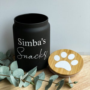 Snackglas, Süßigkeitenglas, Leckerlidose, Süßigkeitendose, Leckerliglas, Leckerchen, personalisierte Dose, Glas mit Namen, Haustiere, Hund Bild 7