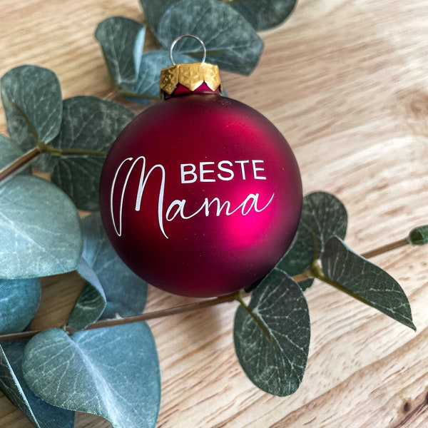 8 cm Personalisierte Weihnachtskugel, Christbaumkugel Beste Mama, personalisiert, Kugel Coolster Onkel, Opa, Beste Schwester,Geschenk Bruder