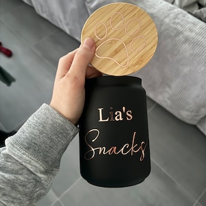 Snackglas, Süßigkeitenglas, Leckerlidose, Süßigkeitendose, Leckerliglas, Leckerchen, personalisierte Dose, Glas mit Namen, Haustiere, Hund Bild 5