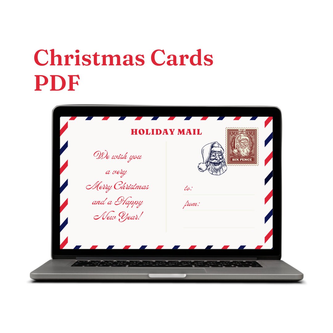 Christmas Cards PDF Printable Instant Download 7 Colour - Etsy