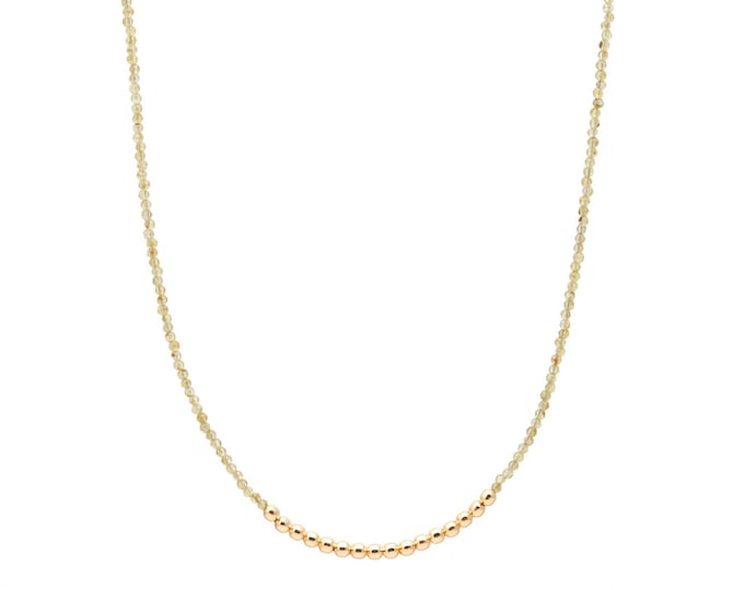 Featured listing image: PoshPendant Handmade Faceted Peridot Necklace – 18K Gold-Plated Brass with Brass Balls