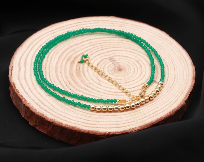 Featured listing image: PoshPendant Handmade Green Jade Necklace – 18K Gold-Plated Brass, Boho Style