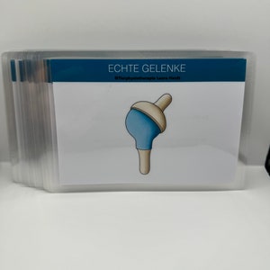 May include: Illustration of a human joint, showing the ball and socket structure. The joint is depicted in a light blue and beige color scheme. The text "ECHTE GELENKE" and "@Tierphysiotherapie Laura Hardt" are visible on the card.