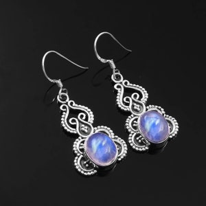 Mondstein Ohrringe: 925 Sterling Silber, handgemachter Schmuck mit Edelsteinen