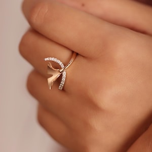 Zierlicher 14K Gold Diamant Ring: Minimalistischer Stacking Schmuck