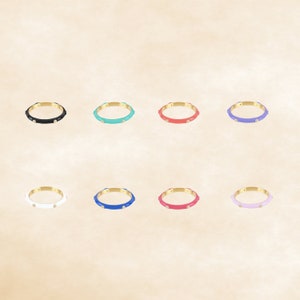 Colorful Enamel Band Ring: 18k Gold Plated Sterling Silver Stacking Ring
