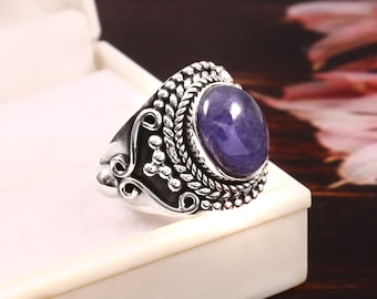 Handmade Tanzanite Ring: 925 Sterling Silver Boho Jewelry