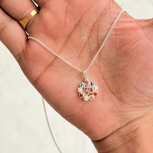 925 Sterling Silber Navratan Anhänger: Vedische Edelstein Halskette