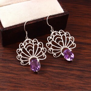 Amethyst earrings | Amethyst silver earrings | 925 Silver Gift For Her | Gemstone earring | Mothers day gift | Handmade Statement earrings