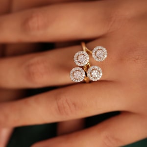 Zierlicher 14K Gold Diamant Ring: Minimalistischer Stacking Schmuck